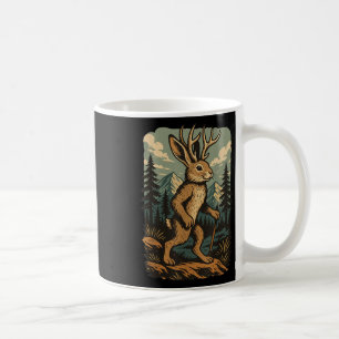Caneca De Café Jackalope Criptídeo Vintage Caminhando Com Montanh