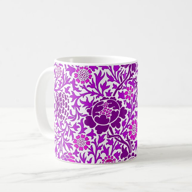 Caneca De Café Jacobean Floral, Ametist Purple e Lilac (Frente Esquerda)