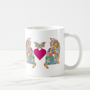 Caneca De Café J'adore Paris, Cats in Love, Hearts Butterflies