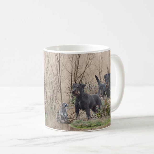 Caneca De Café Jagdterrier, Bo v. Renbrad Kennel.'' Sticker Pape (Frente Esquerda)
