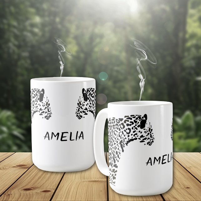 Caneca De Café Jaguar Preto Personalizado (Criador carregado)