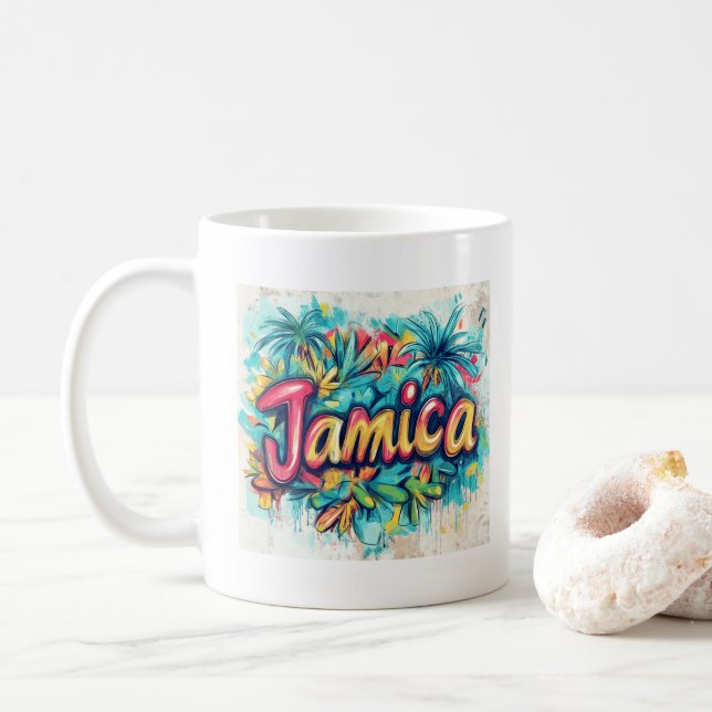Caneca De Café Jamaica Grafite Vibes: Island Street Art Ed (Com Donut)
