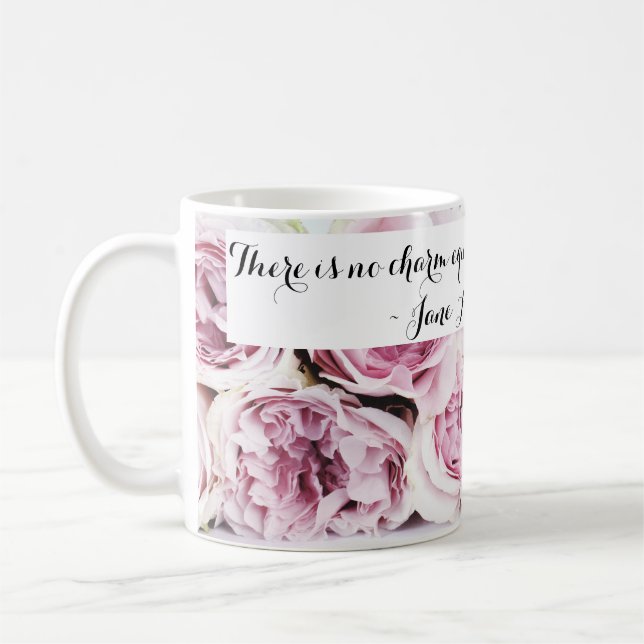Caneca De Café Jane Austen Emma Book Cotação Rosa Rosa Rosa Rosa  (Esquerda)