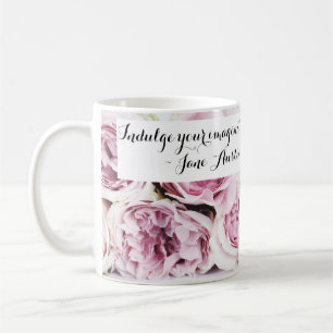 Caneca De Café Jane Austen Orgulho e Preconceito Livro Cita Rosa 