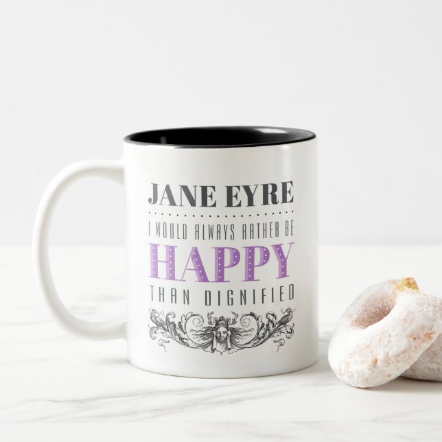 Caneca De Café Jane Eyre Citação - Eu Sempre Preferencialmente Fe (Com Donut)