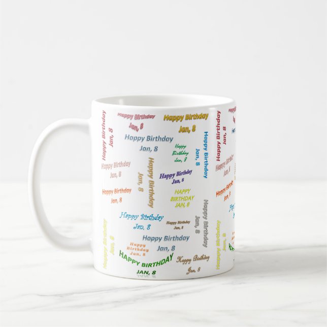 Caneca De Café Janeiro, 8 Aniversário Mug (Esquerda)