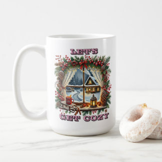 Caneca De Café Janela Festiva de Natal com Decorações Aconchegant