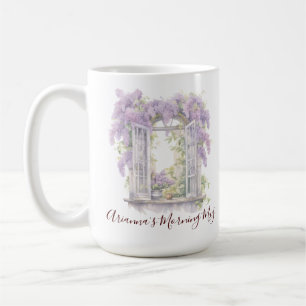 Caneca De Café Janela Floral Lilás Casa de Campo Jardim