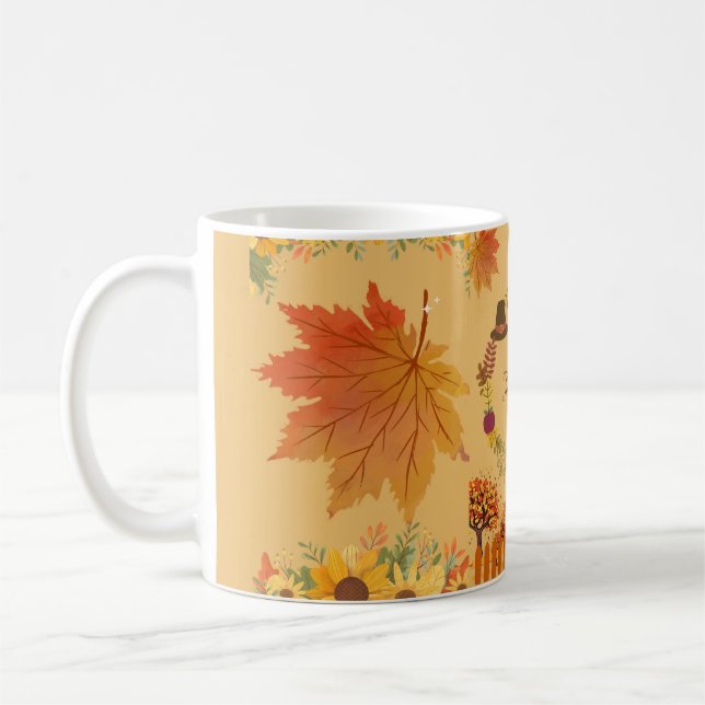 Caneca De Café Janta de Ação de Graças de Autumn Floral (Esquerda)