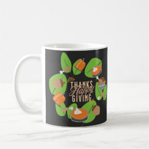 Caneca De Café Jantar de Ação de Graças Peru Abóbora Vegetação de