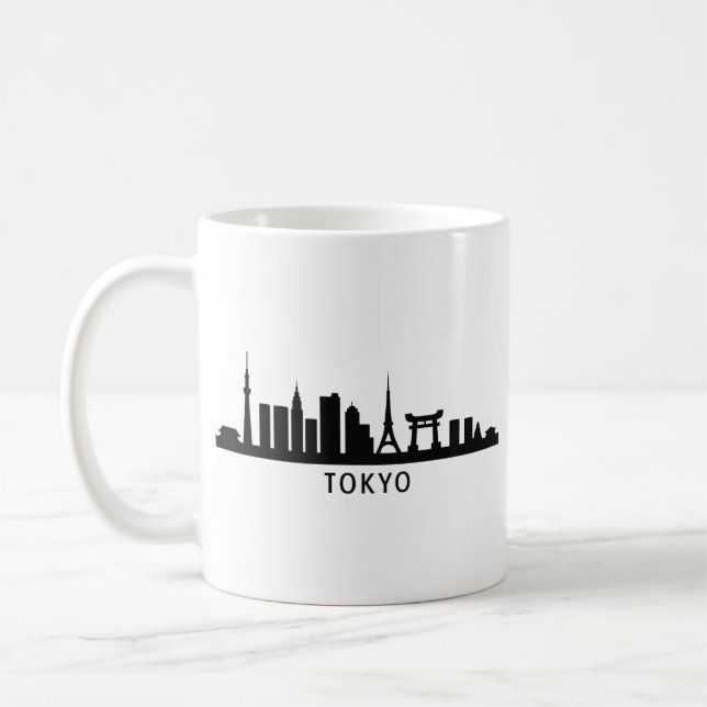 Caneca De Café Japan Cityscape Travel | Tokyo Skyline Silhouette (Esquerda)