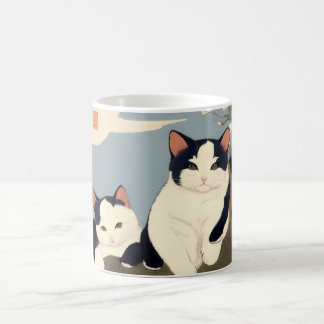 Caneca De Café Japanese Cats Blossom Tree Mug – Ukiyo-e Style
