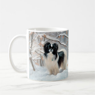 Caneca De Café Japanese Chin Deixe Nevar Natal