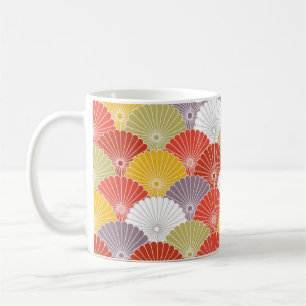 Caneca De Café Japanese Colorful Flower Wave vintage Seamless Pat