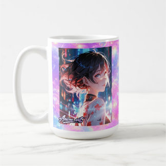 Caneca De Café Japanese Cyberpunk Anime Girl Poster | Neon City