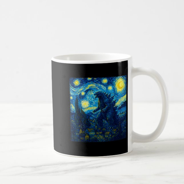 Caneca De Café Japanese Monster Kaiju Van Gogh Starry Night  (Direita)