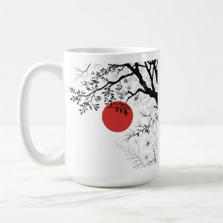 Caneca De Café Japanese Red Sun & Brush Tree Art
