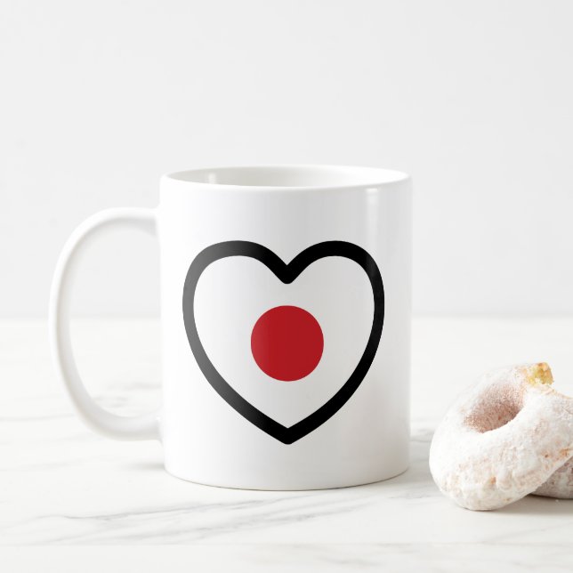 Caneca De Café Japão | Sinalizador Japonês Heart (Com Donut)