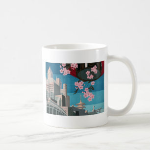 Caneca De Café Japão Tóquio Vintage Cartaz de Viagem Japonês