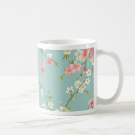 Caneca De Café Japonês, flor de cerejeira, cerceta, branco, rosa,