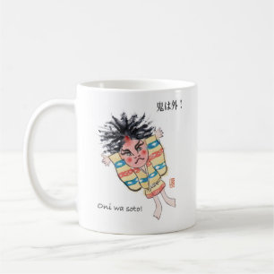 Caneca De Café Japonês Oni era soto! branco 11 oz