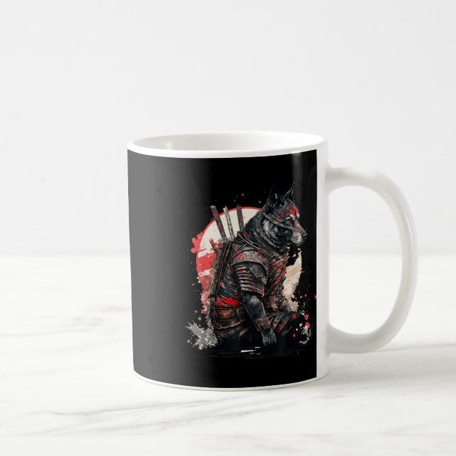 Caneca De Café Japonês Samurai Ninja Dog Kawaii Tattoo Graphic (Direita)