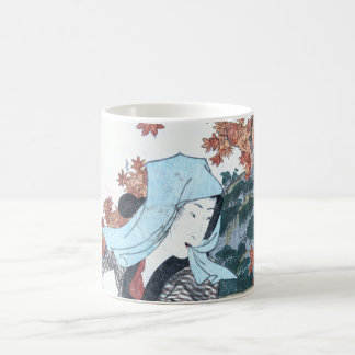 Caneca De Café Japonês Ukiyo-e Momiji ao onna por Kunisada