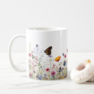 Caneca De Café Jardim Botânico de Borboletas de Flores Silvestres