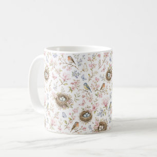 Caneca De Café Jardim Botânico de Flores Silvestres de Ninho de P