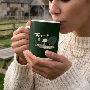 Caneca De Café Jardim Botânico de Nenúfar Verde Escuro Vintage