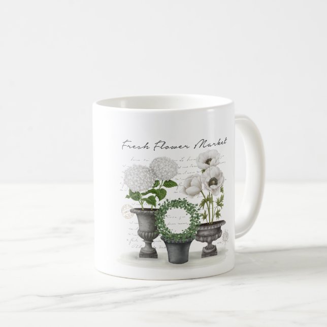 CANECA DE CAFÉ JARDIM BRANCO DE FARMHOUSE MODERNO (Frente Esquerda)