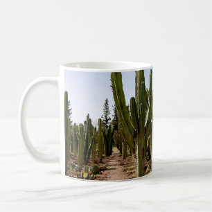 Caneca De Café Jardim Cactos, paisagem desértica tropical.