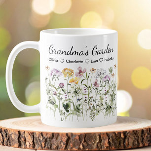 Caneca De Café Jardim da Vovó de Flores Personalizadas Dia das Mã