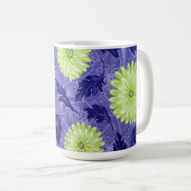 Caneca De Café Jardim Daisy da Meia-Noite (Frente Esquerda)