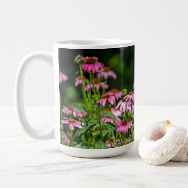 Caneca De Café Jardim de Coneflower Roxo (Com Donut)
