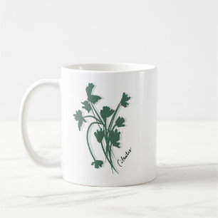 Caneca De Café Jardim de Erva Coentro Coentro Desenhado à Mão
