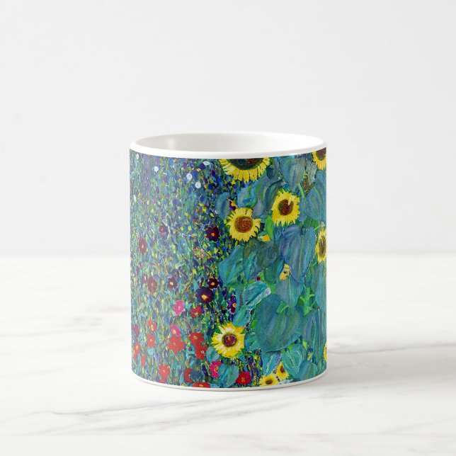 Caneca De Café Jardim de fazenda com girassóis, Gustav Klimt (Centro)