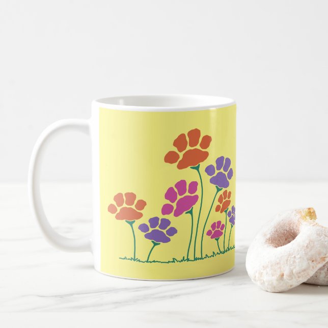 Caneca De Café Jardim de Flor de Impressão Pawprint (Com Donut)
