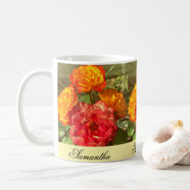 Caneca De Café Jardim De Flor Laranja E Vermelho