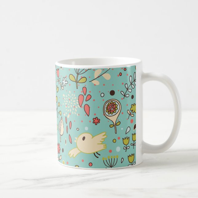 Caneca De Café Jardim de Flor Whimsical (Direita)
