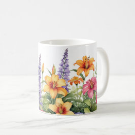 Caneca De Café Jardim de Flores Botânicas Bonito Colorido Elegant
