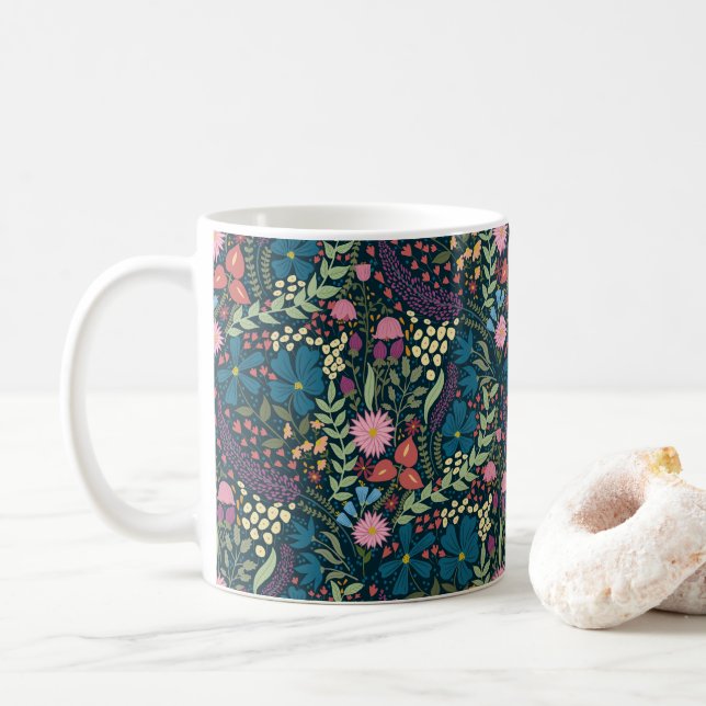 Caneca De Café Jardim de Flores Brancas (Com Donut)