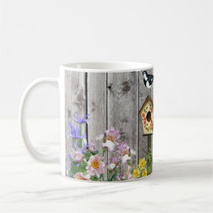 Caneca De Café Jardim de Flores de Birdhouse