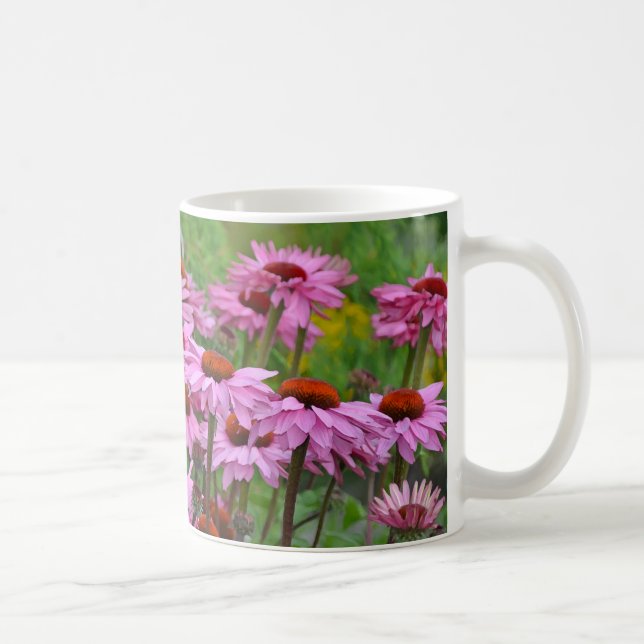 Caneca De Café Jardim de flores de echinacea rosa (Direita)