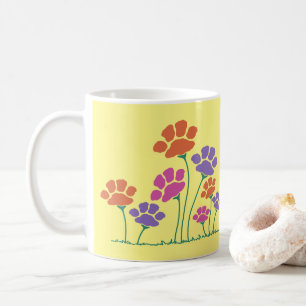 Caneca De Café Jardim de Flores de Pegada de Pata