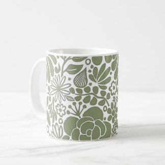 Caneca De Café Jardim de Flores e Folhas Selvagens e Destemidas L