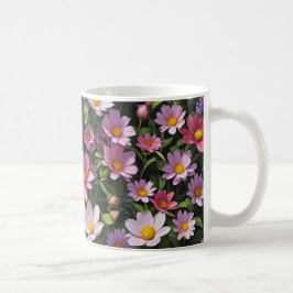 Caneca De Café Jardim de flores rosa e branca