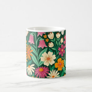 Caneca de Café Jardim de Flores Silvestres Abstrat