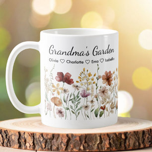 Caneca De Café Jardim de Flores Silvestres Personalizado da Vovó