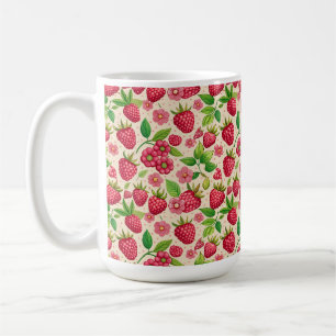 Caneca De Café Jardim de Framboesa de Verão Padrão Botânico de Fr